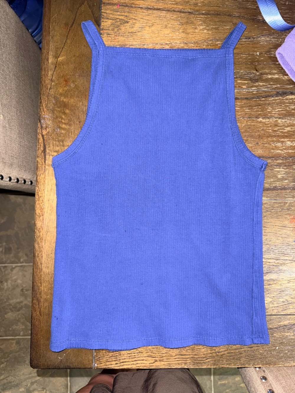 We The Free Navy Blue Ribbed Crop Tank